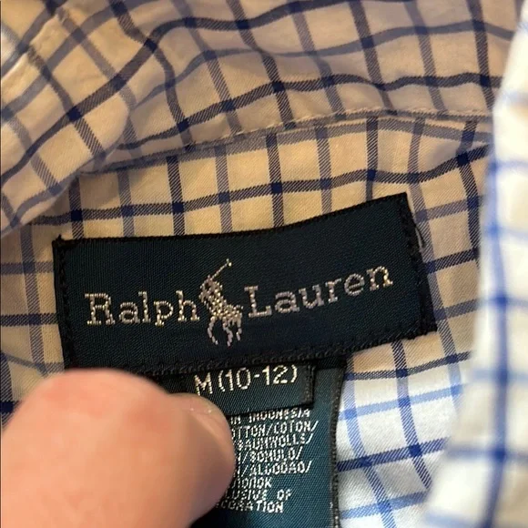 Ralph Lauren Kids Blue Gingham Dress Shirt Size YM - Picture 2 of 9